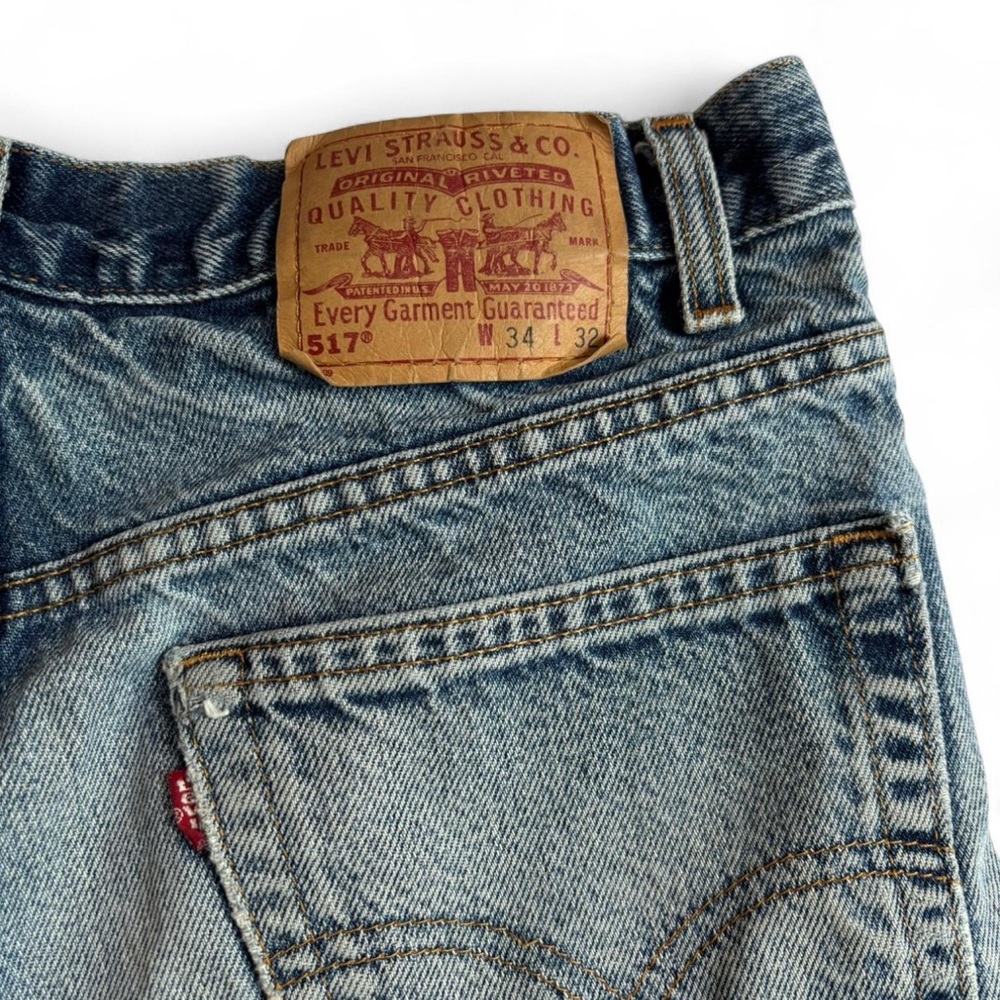 VTG y2k Levis 517 Cutoff Denim Shorts 34 Perfectly Distressed Grunge Biker USA - Picture 4 of 7
